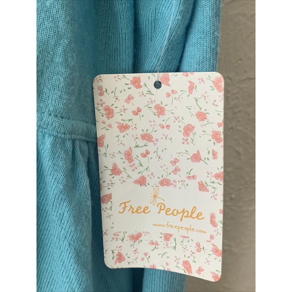 Free People Womens Top  Blue Babydoll Tee L/S NWT - Picture 5 of 9